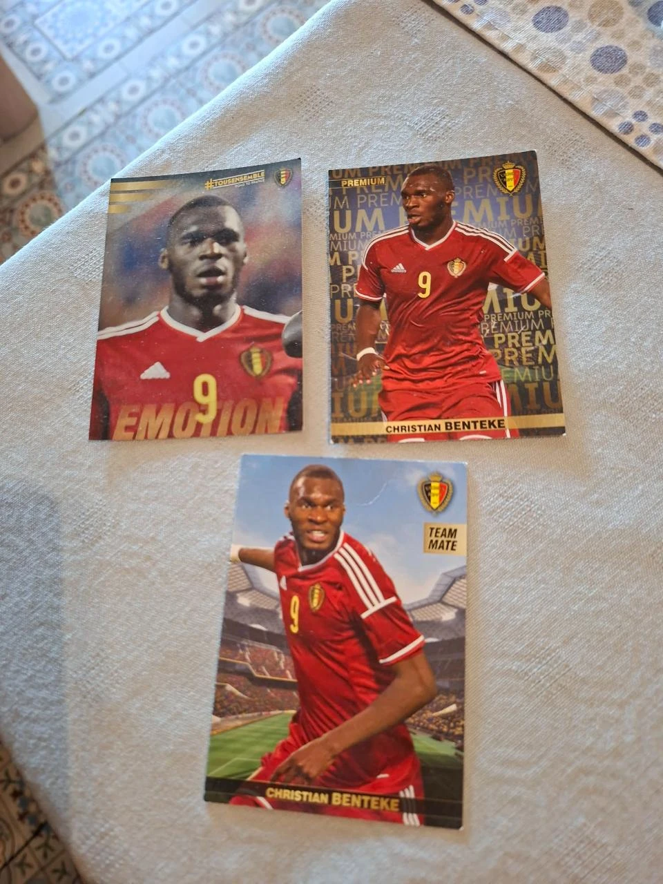 Panini / 3 Voetbalkaarten / Christian Benteke / EK Frankrijk 2016